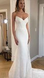 Sweetheart White Mermaid Lace Wedding Dresses With Sweep Train, HZ0307