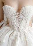 Sweetheart Wrinkled Tulle Wedding Dresses, HZ0307