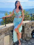 Two Pieces Prom Dresses, Lace Slit Homecoming HZ0307