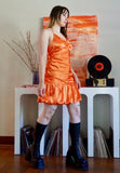 Vintage Orange Pleated Homecoming Dresses V-neck Mini Party Dress, HZ0307