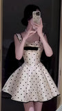 Vintage White Dots A-line Homecoming Dresses Short Prom HZ0307
