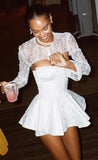Vintage White Lace Short Wedding Dress, HZ0307
