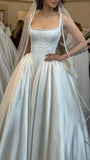 Vintage White Pearl Beaded Wedding Dresses, High Quality Satin Bridal Gown, HZ0307