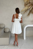 White Floral Chiffon Short Homecoming Wedding HZ0307