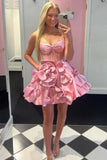 White Floral Homecoming Dresses Spaghetti Straps A-Line Mini Graduation Gown, HZ0307