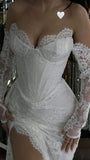 White Lace Bodycon Wedding Dresses Sexy Beach Spring Bridal HZ0307
