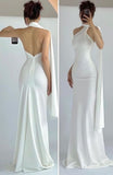 White Sheath Prom Dress, Long Party Evening HZ0307
