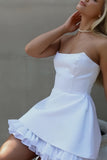 White Strapless A-line Homecoming Dresses Short Party HZ0307