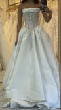 White Strapless Beaded A-Line Bridal Dresses, Sleeveless Wedding HZ0307