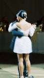 White Lace Bridal Dresses, Long Sleeves Mini Wedding Gown, HZ0307