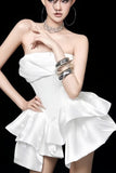 White Strapless Homecoming Dresses Simple Wedding Party HZ0307