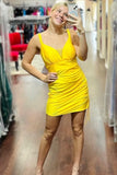 Yellow Sheath V-neck Homecoming Dresses Short Party Dresses, HZ0307