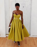 LTP0585,Strapless A-Line Prom Dresses Tea Length Ball HZ0307