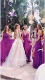 Purple Chiffon Floor Length Bridesmaid Dresses, HZ0307