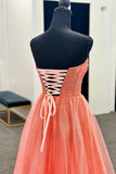 Strapless Coral A-line Long Formal HZ0307