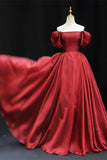 Off the Shoulder Burgundy A-line Long Formal HZ0307