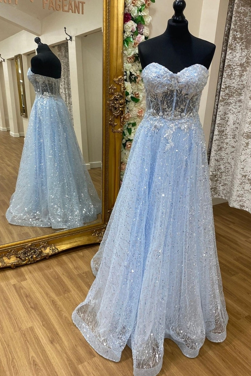 Blue Sweetheart A-line Long Formal HZ0307
