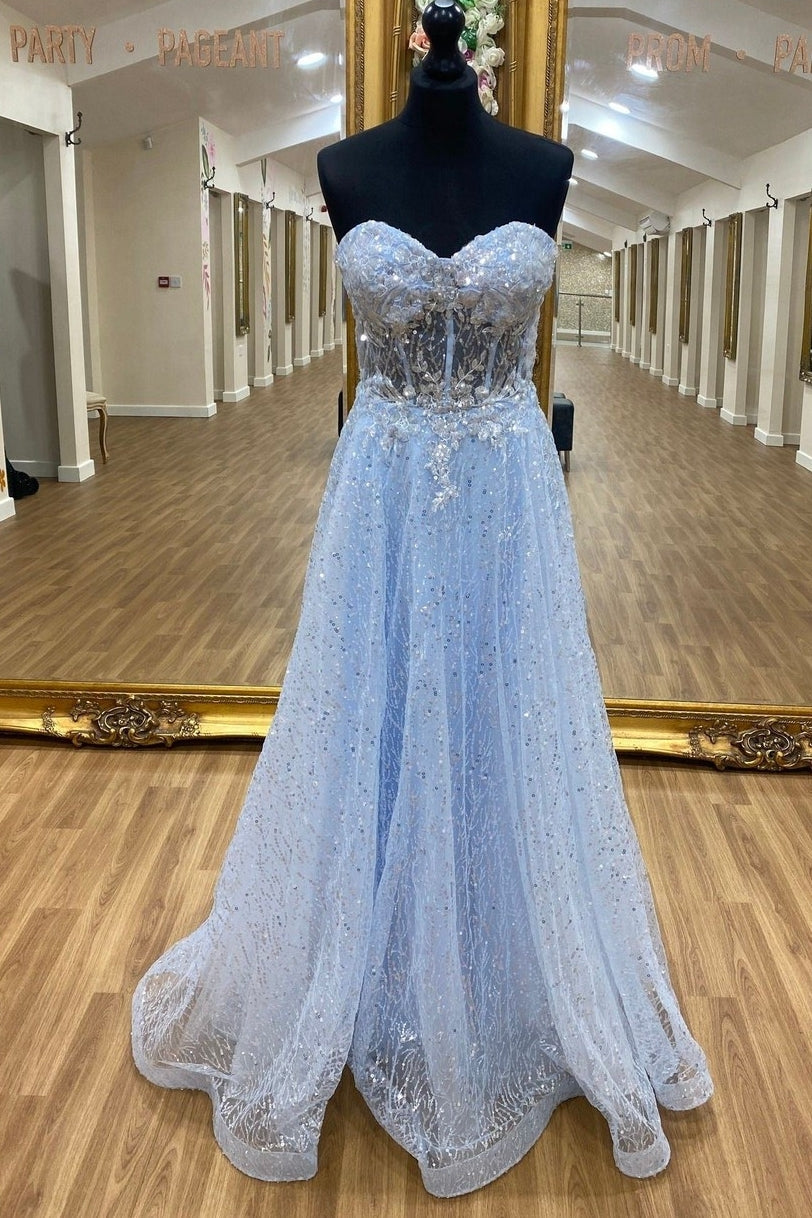 Blue Sweetheart A-line Long Formal HZ0307