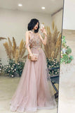 Delicated Champagne Beaded Long Formal Dress with Open HZ0307