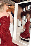 Red Sequin Strapless Mermaid Long Prom HZ0307