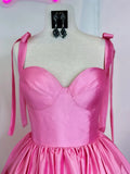 Cute Barbie Pink A-Line Satin Homecoming Dresses Mini Birthday Dresses, HZ0307