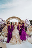 Purple Chiffon Floor Length Bridesmaid Dresses, HZ0307