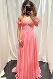 Sweetheart Appliques Chiffon Split Long Evening Prom HZ0307