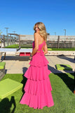 Blue Chiffon Cutouts Tiered Party HZ0307