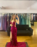 Purple Sequin Straps Mermaid Long Formal HZ0307