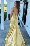 Strapless Gold Metallic Mermaid Long Prom HZ0307