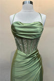 Blue Beaded Corset Mermaid Long Formal HZ0307