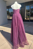 Grape Sweetheart Corset A-line Long Prom HZ0307
