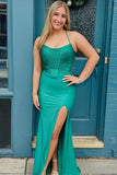 Scoop Red Beaded Mermaid Long Prom HZ0307