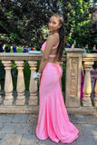 V Neck Blue Mermaid Long Formal HZ0307