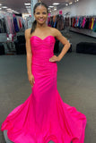 Strapless Hot Pink Mermaid Long Formal HZ0307