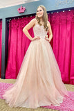 Spaghetti Straps Light Blue Sequin A-line Formal HZ0307