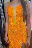 Yellow Sequin Mermaid Long Formal HZ0307