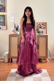 Strapless Plum A-line Long Party Dress with HZ0307