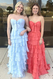 Straps Green Chiffon Tiered Ruffle Party HZ0307