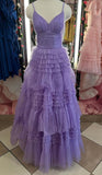 Straps Periwinkle Tulle Tiered Ruffles Formal HZ0307