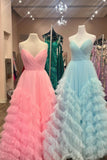 Pleated Sweetheart Lilac Tulle Ruffles Long Formal HZ0307