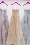 Spaghetti Straps Light Blue Sequin A-line Formal HZ0307
