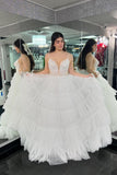 Straps Tulle Ruffle Long Formal HZ0307