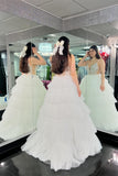 Straps Tulle Ruffle Long Formal HZ0307