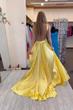 Sexy Halter Yellow Keyhole Pleated A-line HZ0307