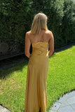 Straps Yellow Silk Long Dress with HZ0307